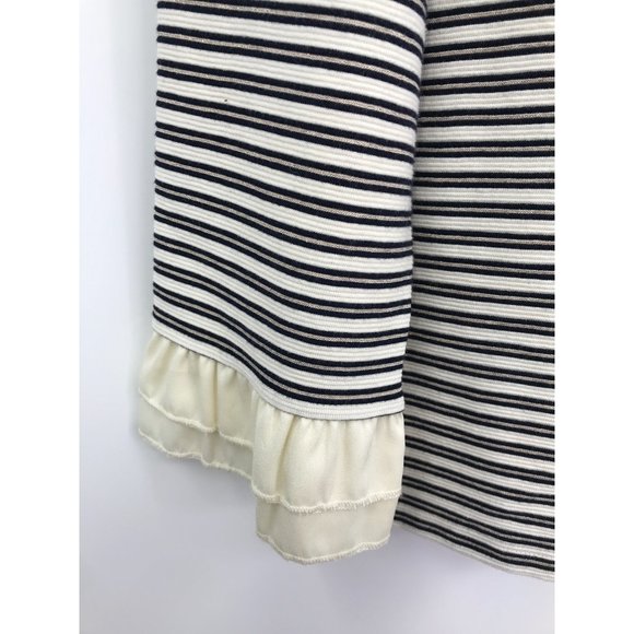 Talbots Gold Metallic Black Striped Ribbed Boatneck Top Ruffle Sleeve 1X - Picture 3 of 8